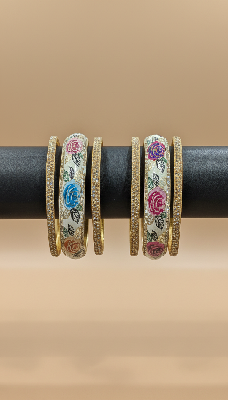Heritage Rose Garden Designer Bangles set