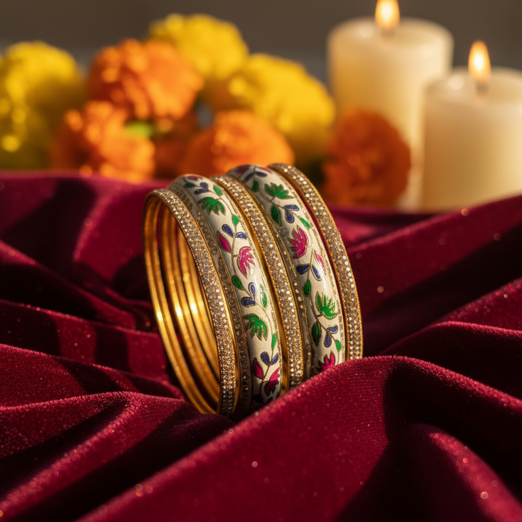 Handcrafted Meenakari Floral Bangles Set
