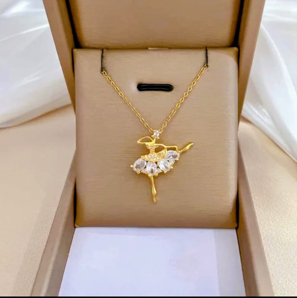Graceful Ballerina Crystal Pendant Necklace